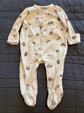 Ralph Lauren Cream Footed One-Piece with Animal Motifs